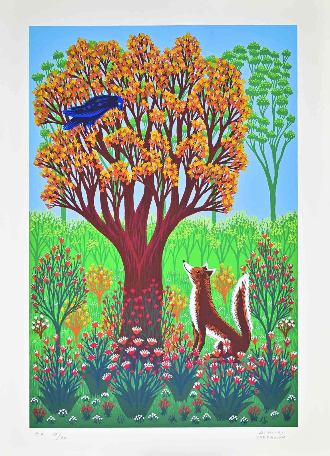 Dimitri Yordanovthe Fox And The Raven   Screen Print By D. Yordanov   1970s1970s