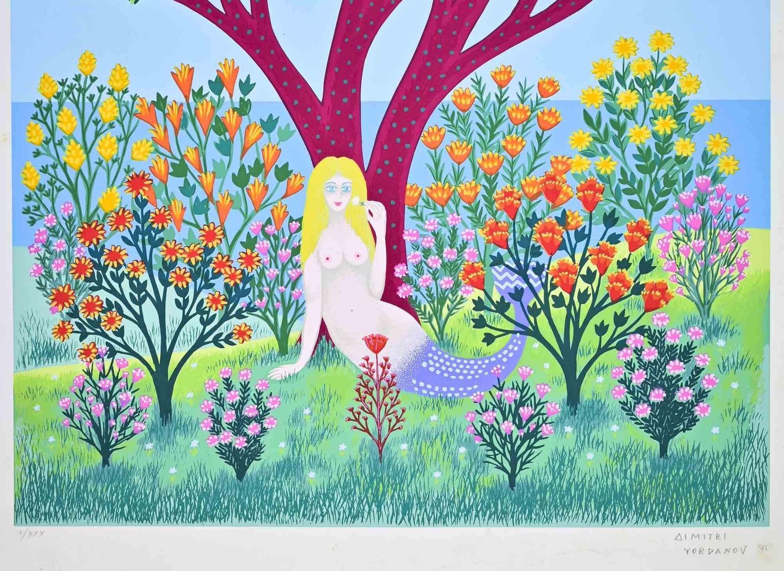 Dimitri Yordanovsiren In The Wood   Screen Print By D. Yordanov   19711971 photo furniture