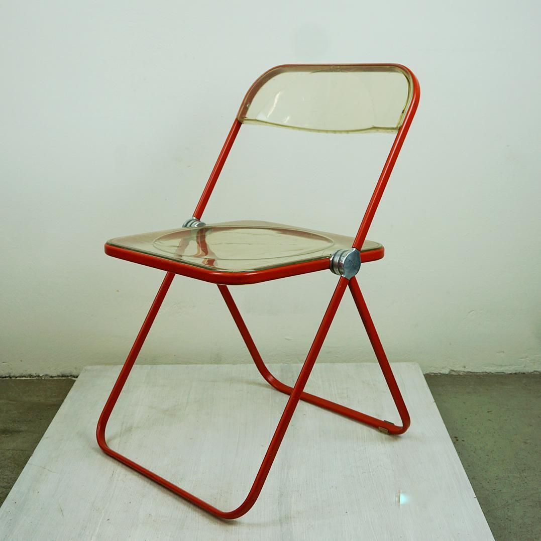 photo vinterior Red Plia Lucite Folding Chair By G. Piretti For Castelli Italy