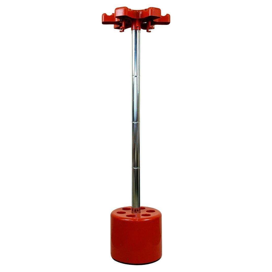 Red Plastic And Chrome Coat Rack Vip By Lucci And Orlandini For Velca Italy