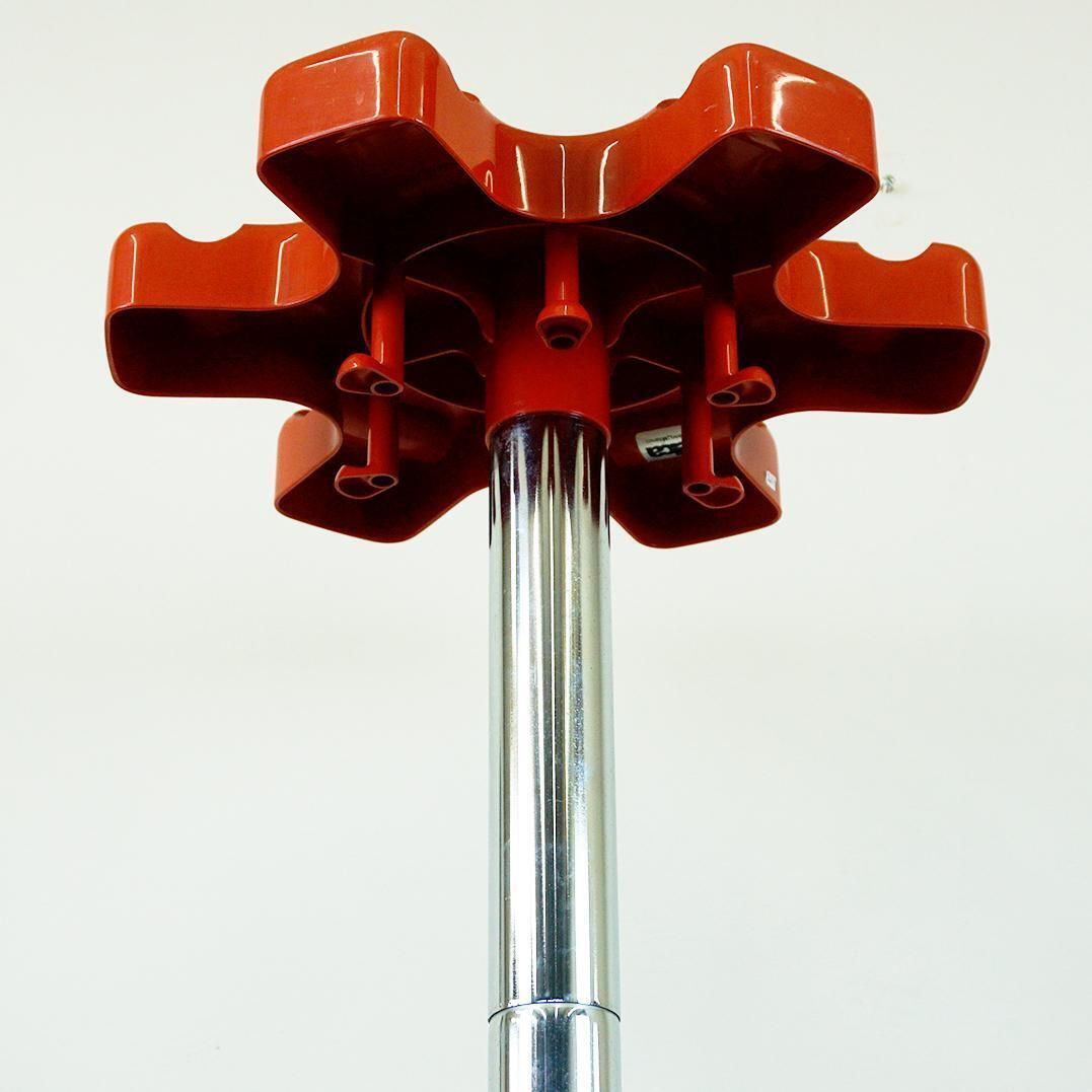 Red Plastic And Chrome Coat Rack Vip By Lucci And Orlandini For Velca Italy photo 753.0