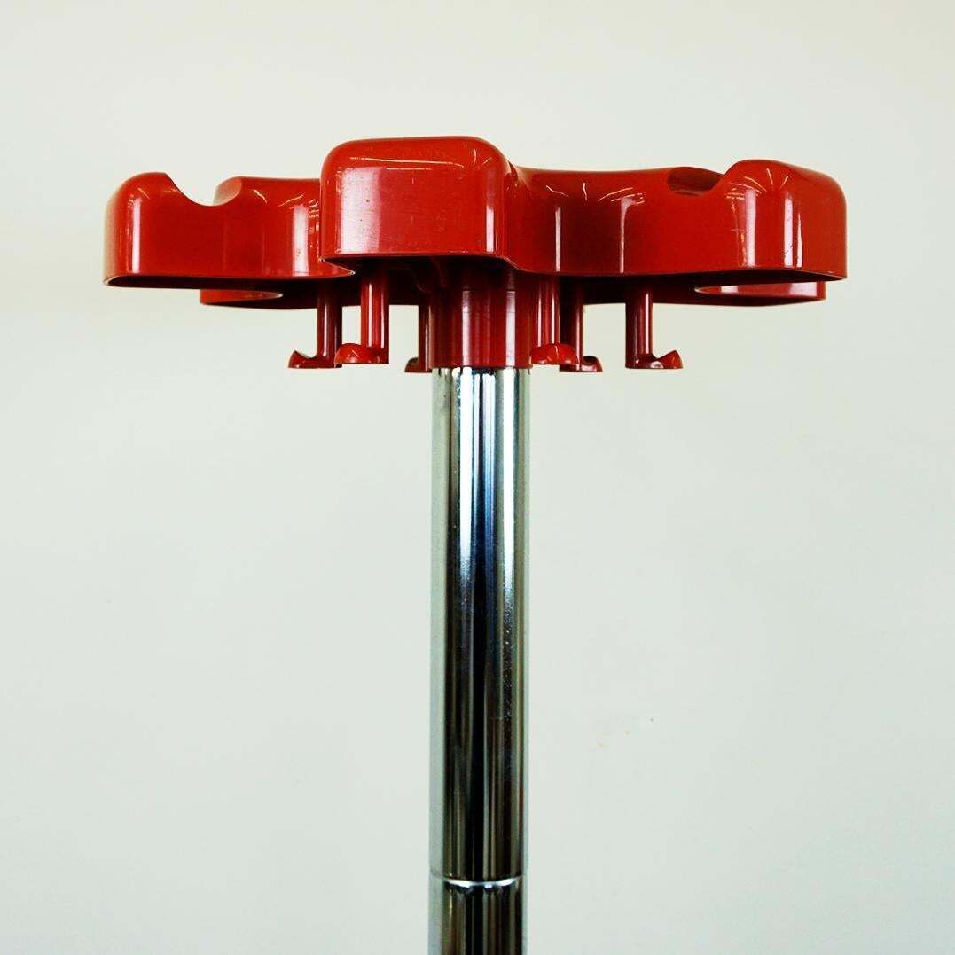 Red Plastic And Chrome Coat Rack Vip By Lucci And Orlandini For Velca Italy photo buy