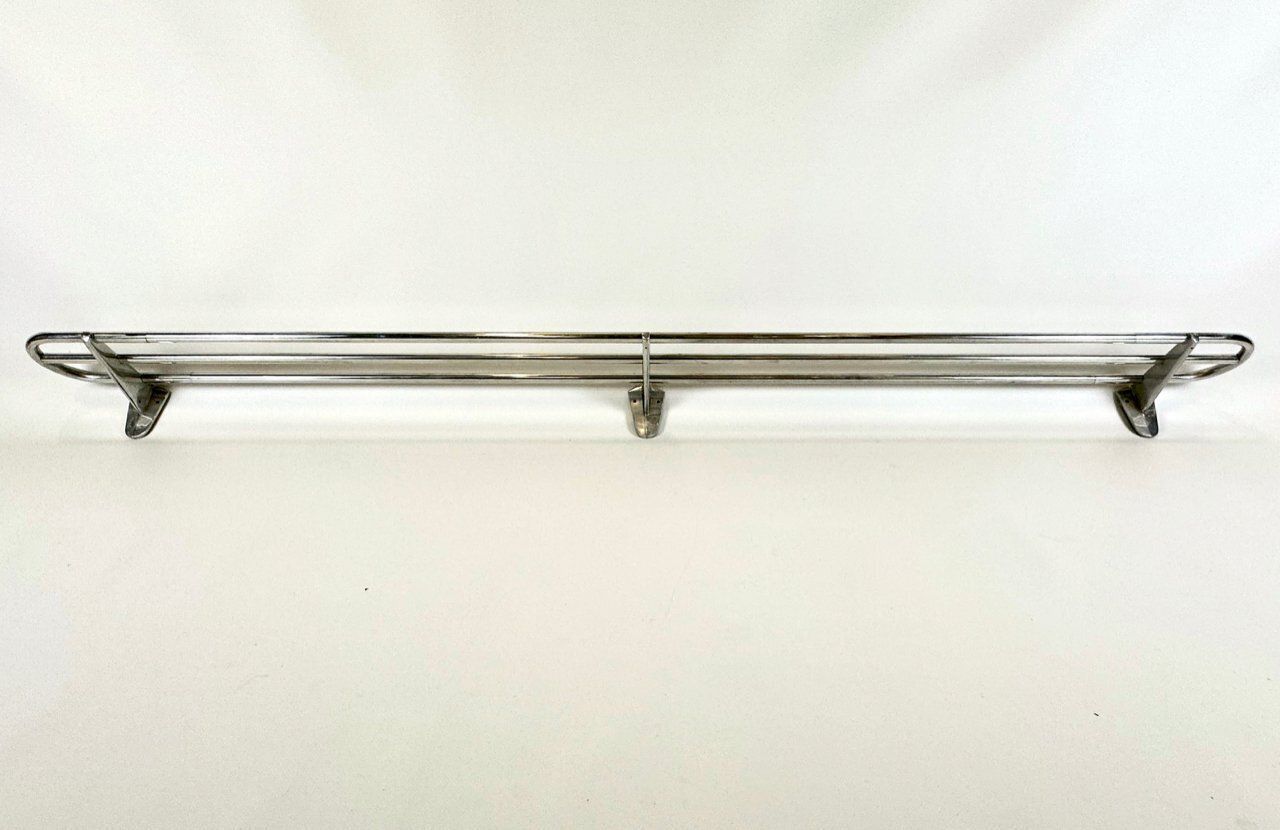 Long Bauhaus Wall Mounted Shelf In Tubular Aluminum, 1940s