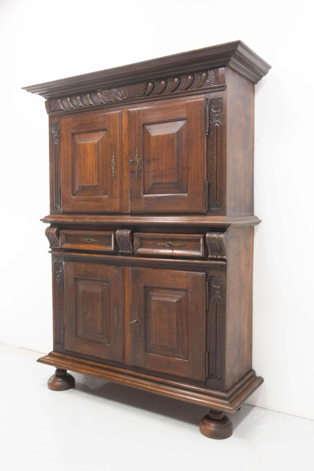 Spanish Oak Cabinet Deux Corps Buffet Gothic Revival, Late 19th Century photo furniture