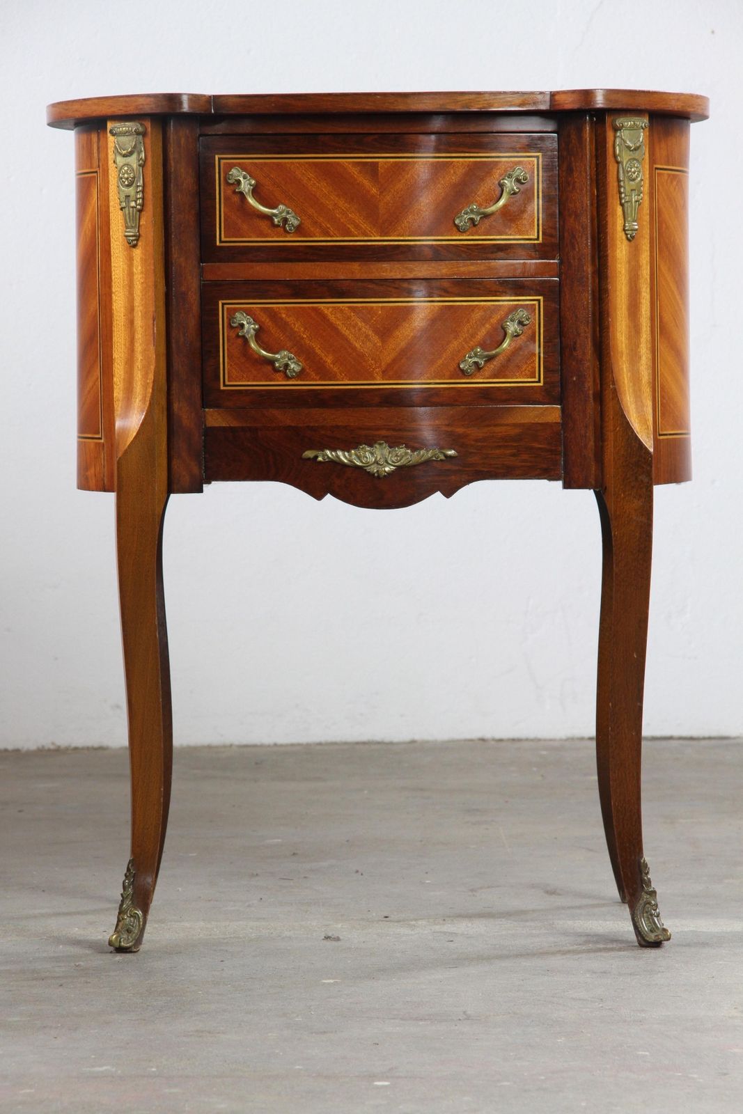 Vintage French Louis XV Style Kidney Form Side Table With Gilt Bronze Mounts photo for sale