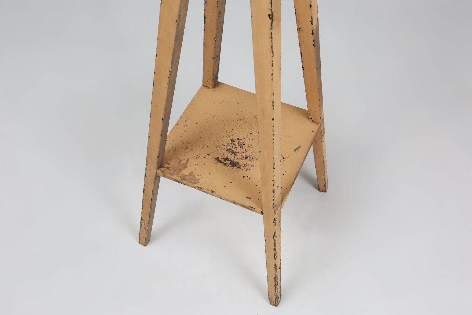 Industrial Painted Wooden Tripod Console Table With Rich Patina, 1890s photo vintage
