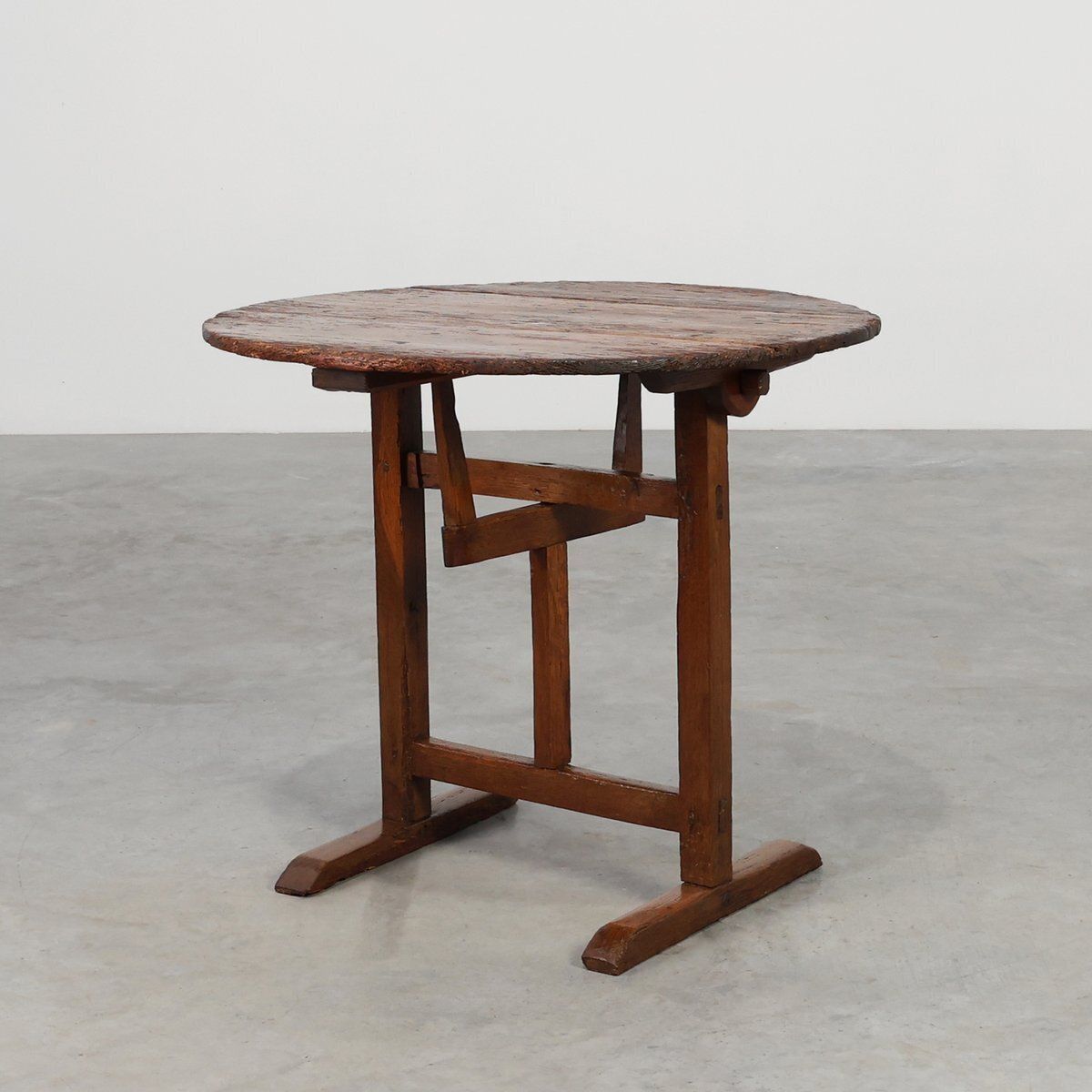 Antique Oak Tilt Top Side Table, France, 1800s