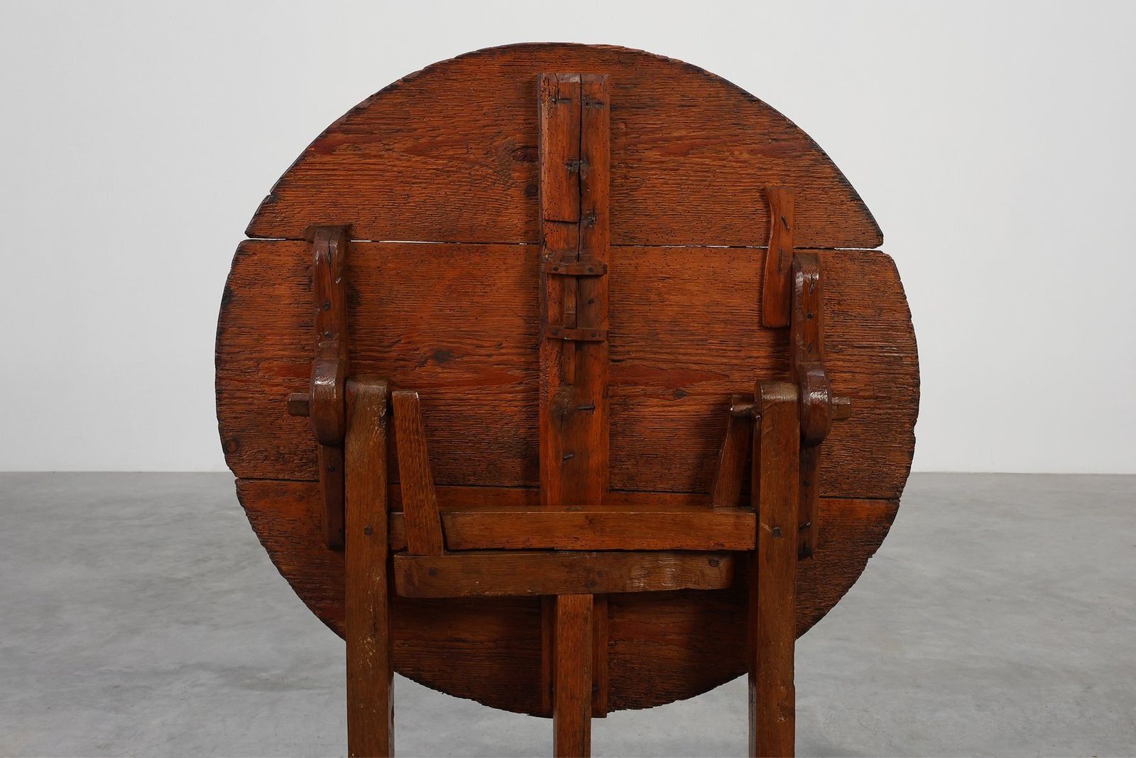 Furniture Antique Oak Tilt Top Side Table, France, 1800s photo