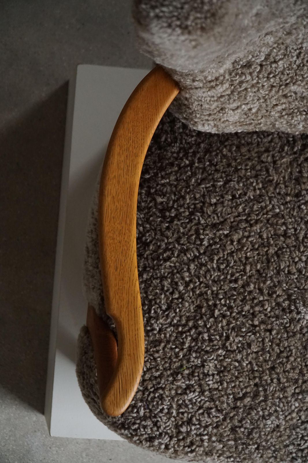 High Back Lounge Chair In Oak & Lambswool, Danish Modern, Viggo Boesen, 1950s photo 6713.0