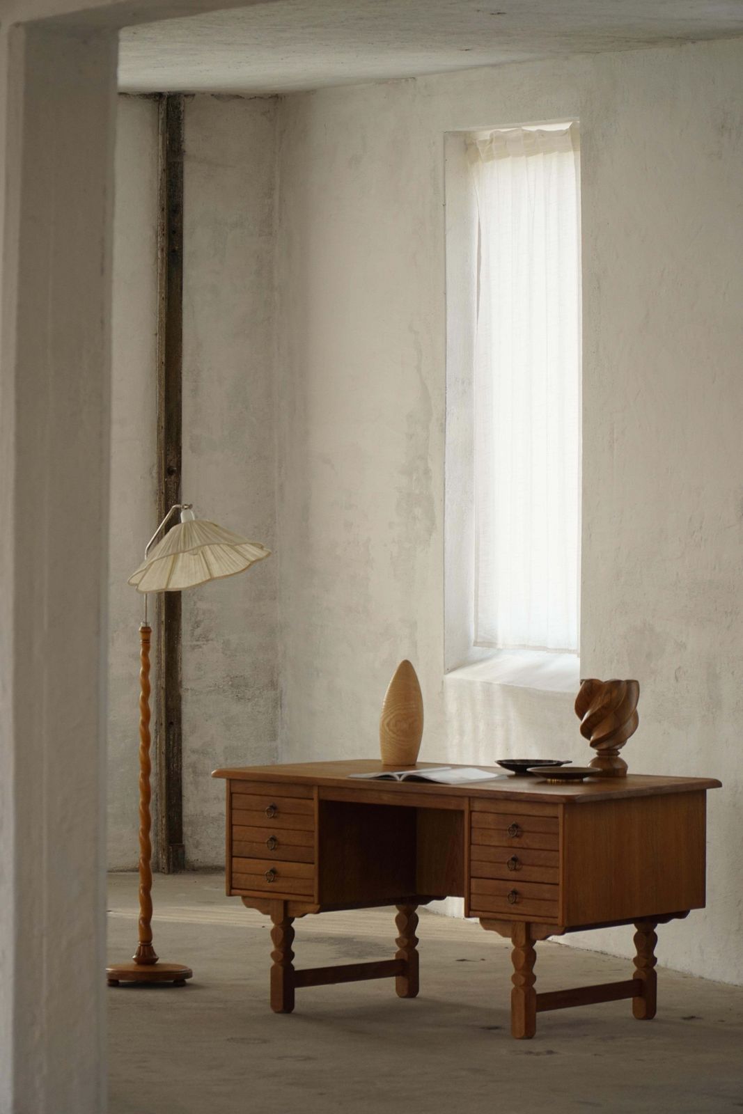 Freestanding Desk In Oak By Henning Kjærnulf, Danish Mid Century Modern, 1950s photo furniture