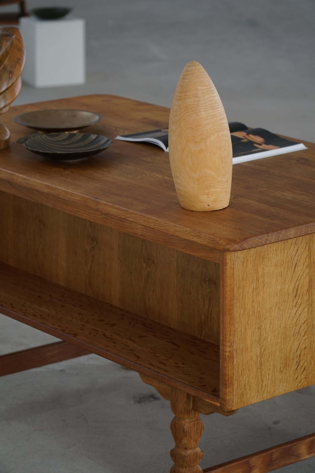 Freestanding Desk In Oak By Henning Kjærnulf, Danish Mid Century Modern, 1950s photo vinterior
