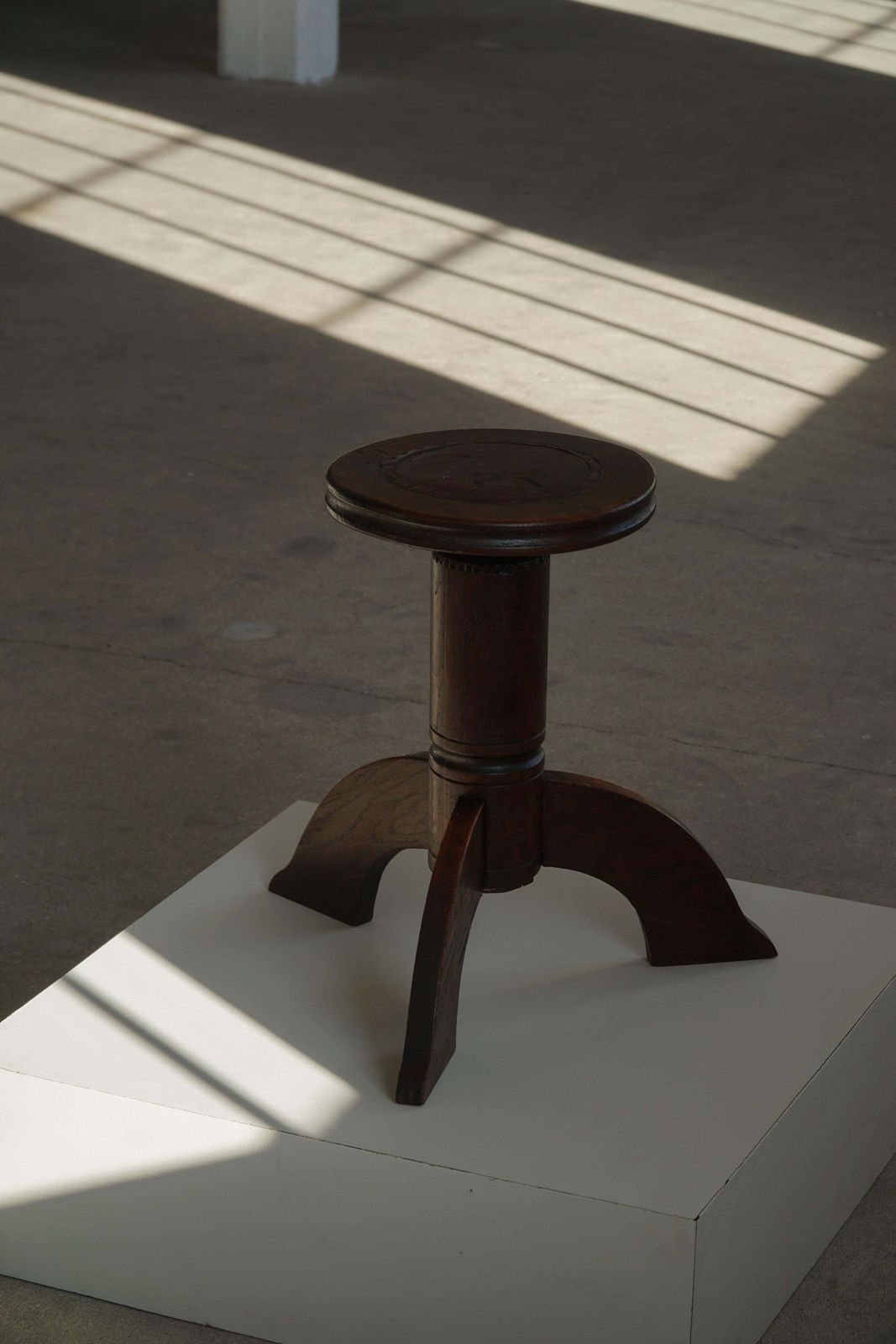 596.0 Early 20th Century, Adjustable Danish Art Nouveau Stool, Carved Wood, 1920s photo