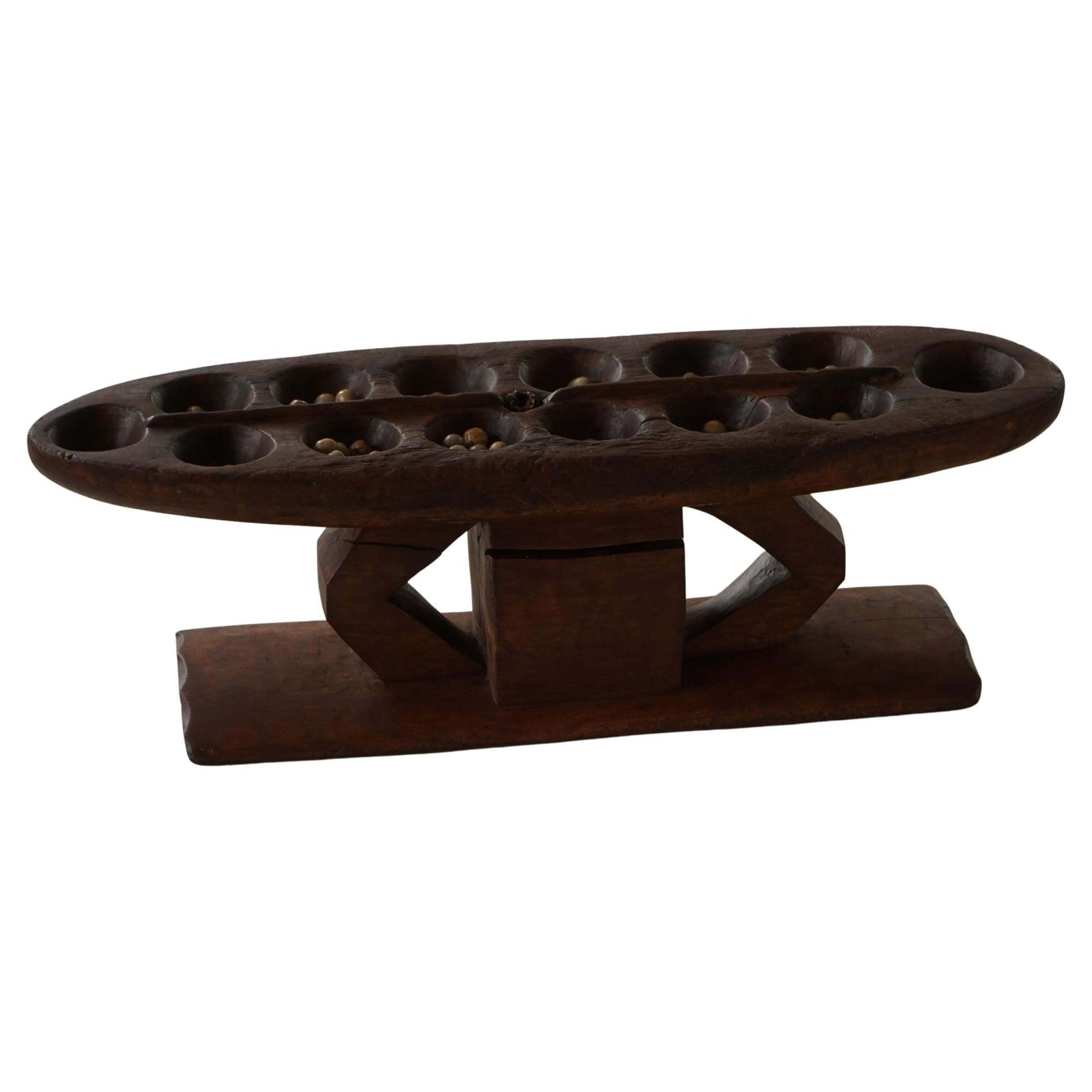 Decorative Hand Carved Wooden Mancala Game Board, African, Mid 20th Century