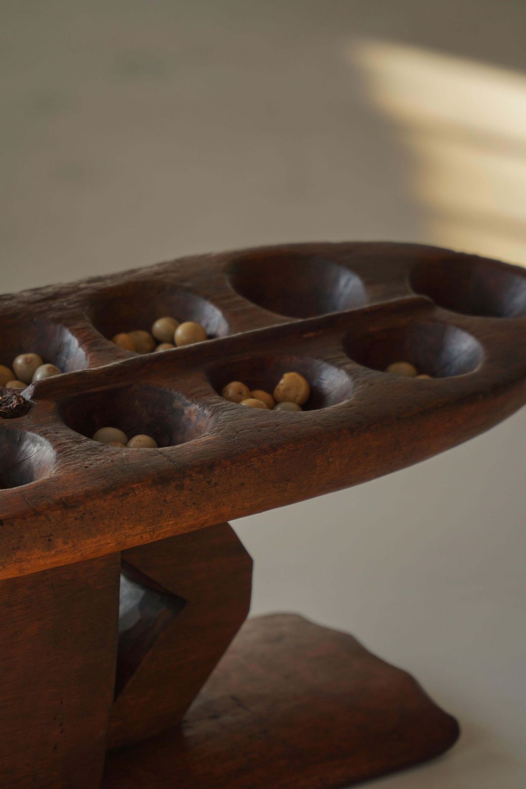 Decorative Hand Carved Wooden Mancala Game Board, African, Mid 20th Century photo buy
