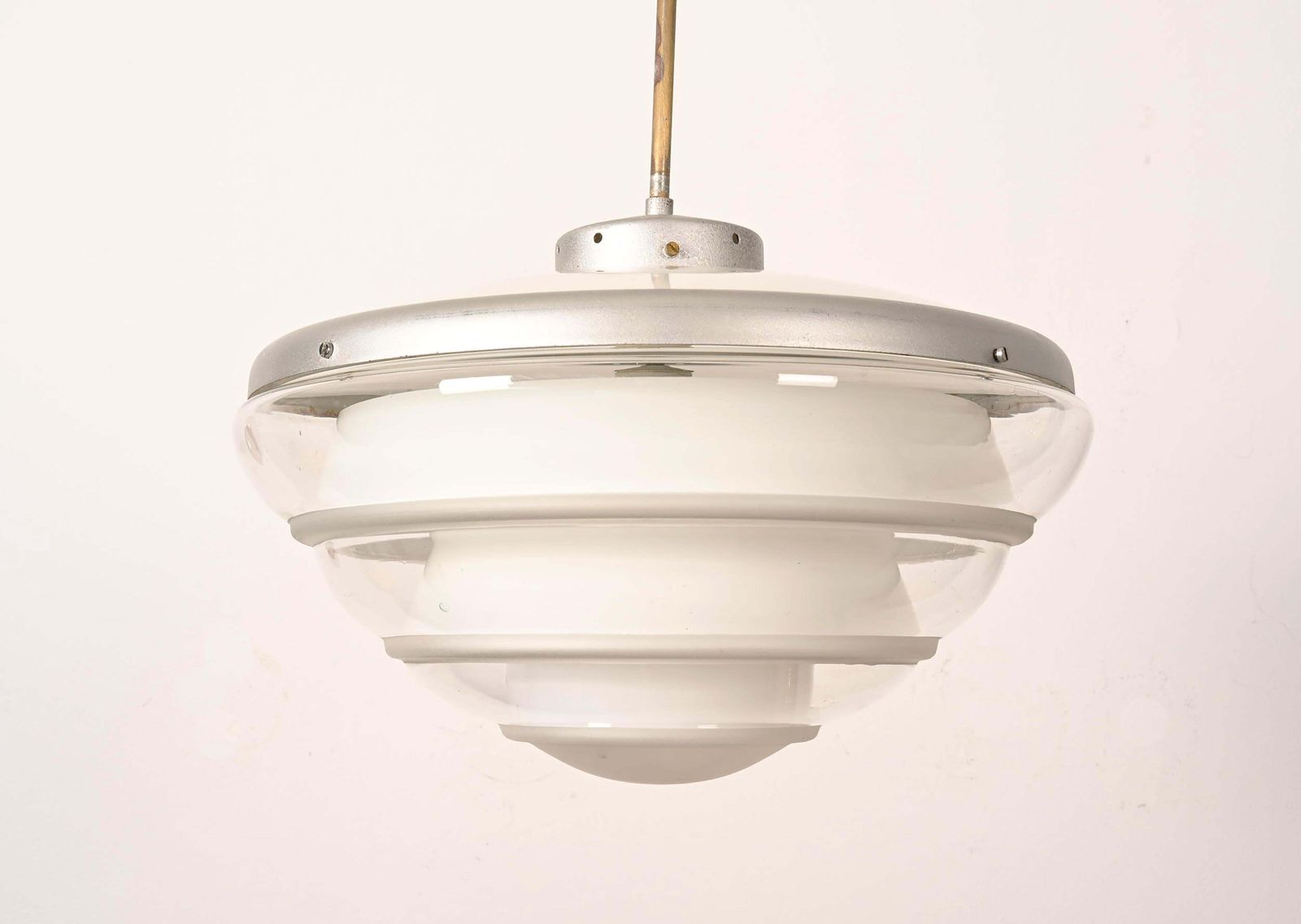 photo for sale Large Bauhaus Opaline Glass Pendant By Karl Gustaf Lindesvärd