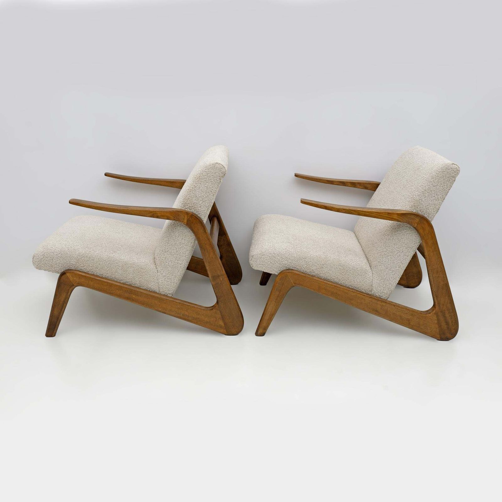 Pair Of Mid Century Modern Italian Bouclé Lounge Chairs photo furniture