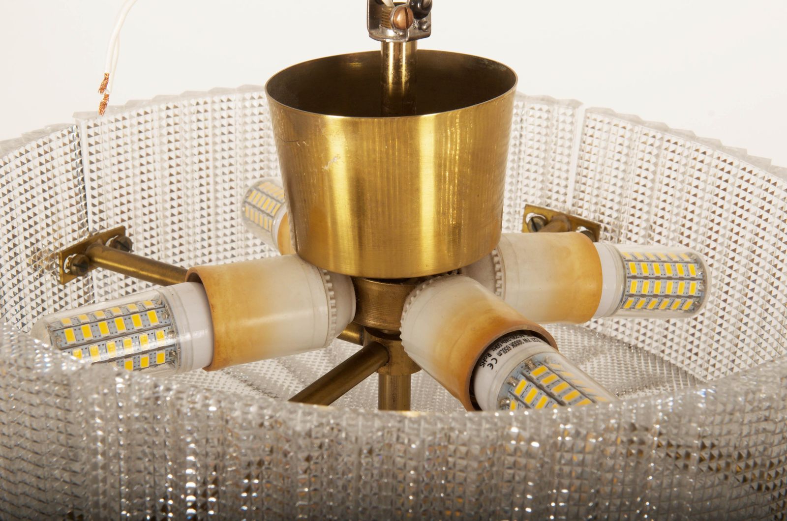 Verlichting Messing En Glas Hanglamp Van Carl Fagerlund Voor Orrefors photo