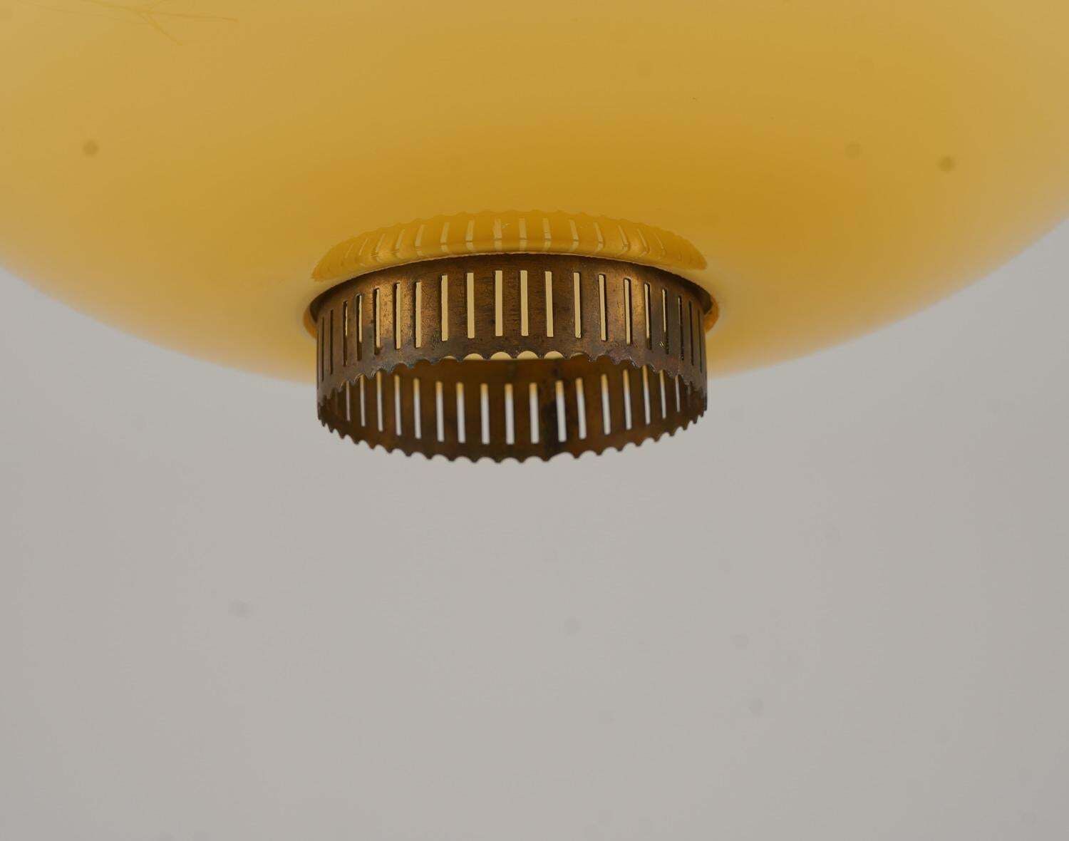 Xl Swedish Modern Brass And Glass Pendant photo 6635.0