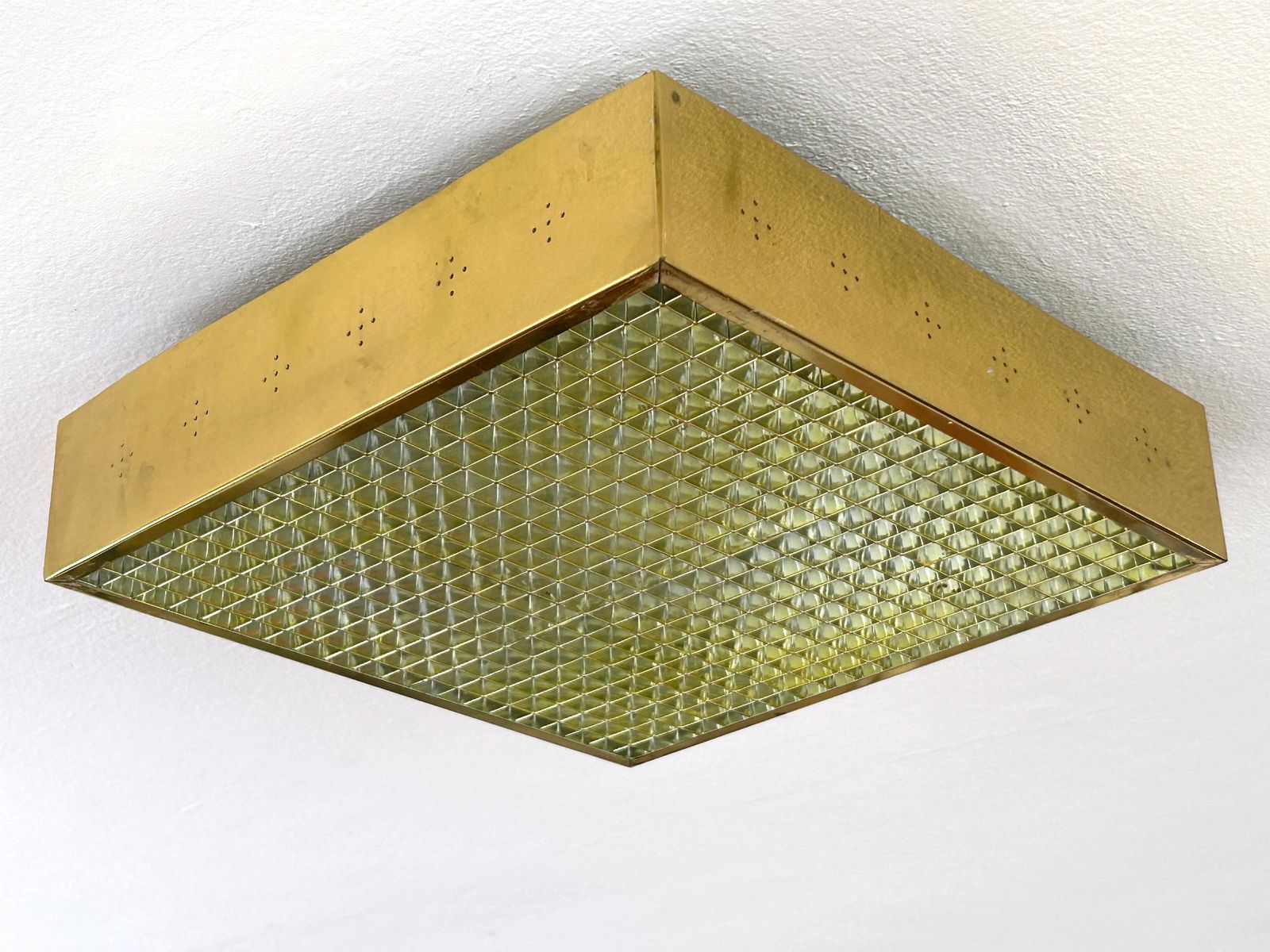 Elegant Mid Century Modern Brass Flush Mount Or Ceiling Lamp Sweden 1960s photo Lighting