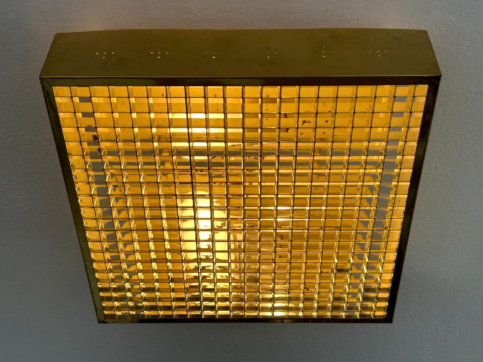 Lighting Elegant Mid Century Modern Brass Flush Mount Or Ceiling Lamp Sweden 1960s photo