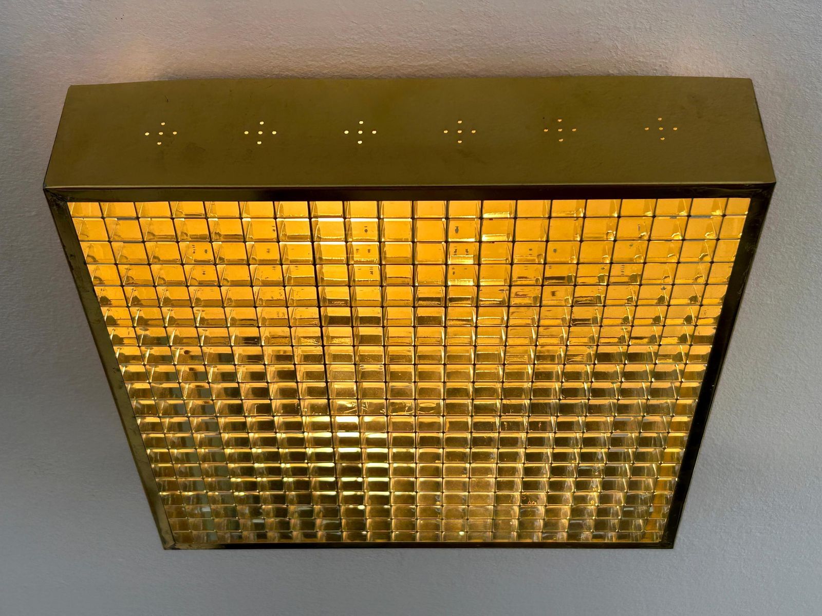 photo vinterior Elegant Mid Century Modern Brass Flush Mount Or Ceiling Lamp Sweden 1960s