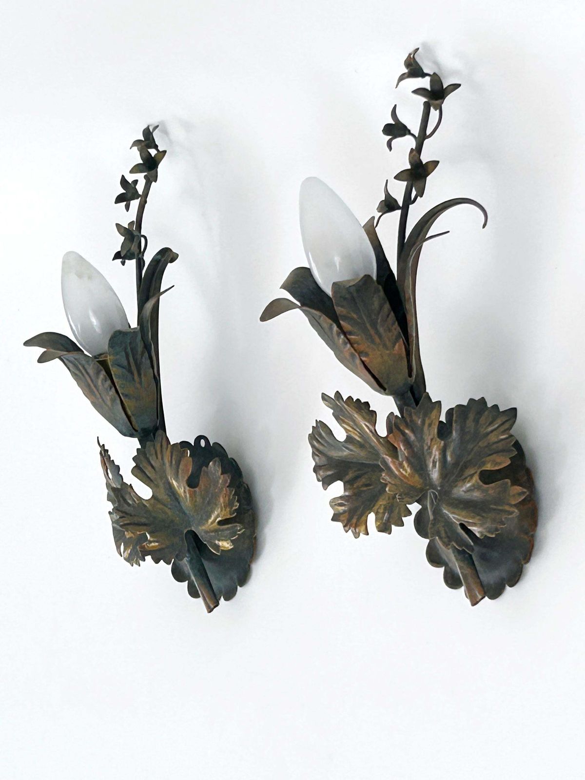 photo vinterior Set Of Two Elegant Vine Leaves Sconces By Honsel Leuchten Germany 1970s