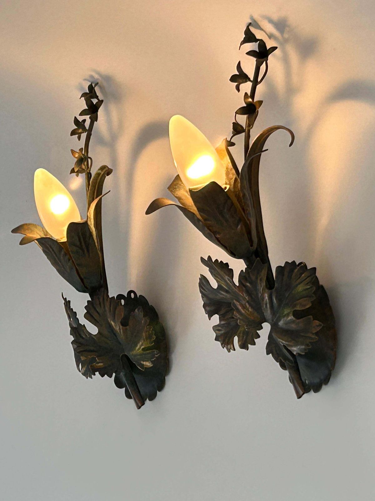 photo buy Set Of Two Elegant Vine Leaves Sconces By Honsel Leuchten Germany 1970s