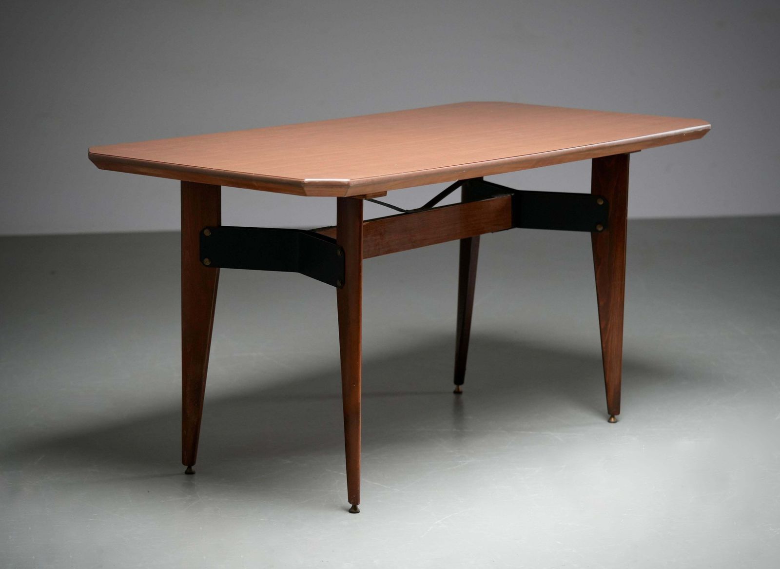 Carlo Ratti Dining Table In Wood And Metal, Italy, 1960's photo vinterior