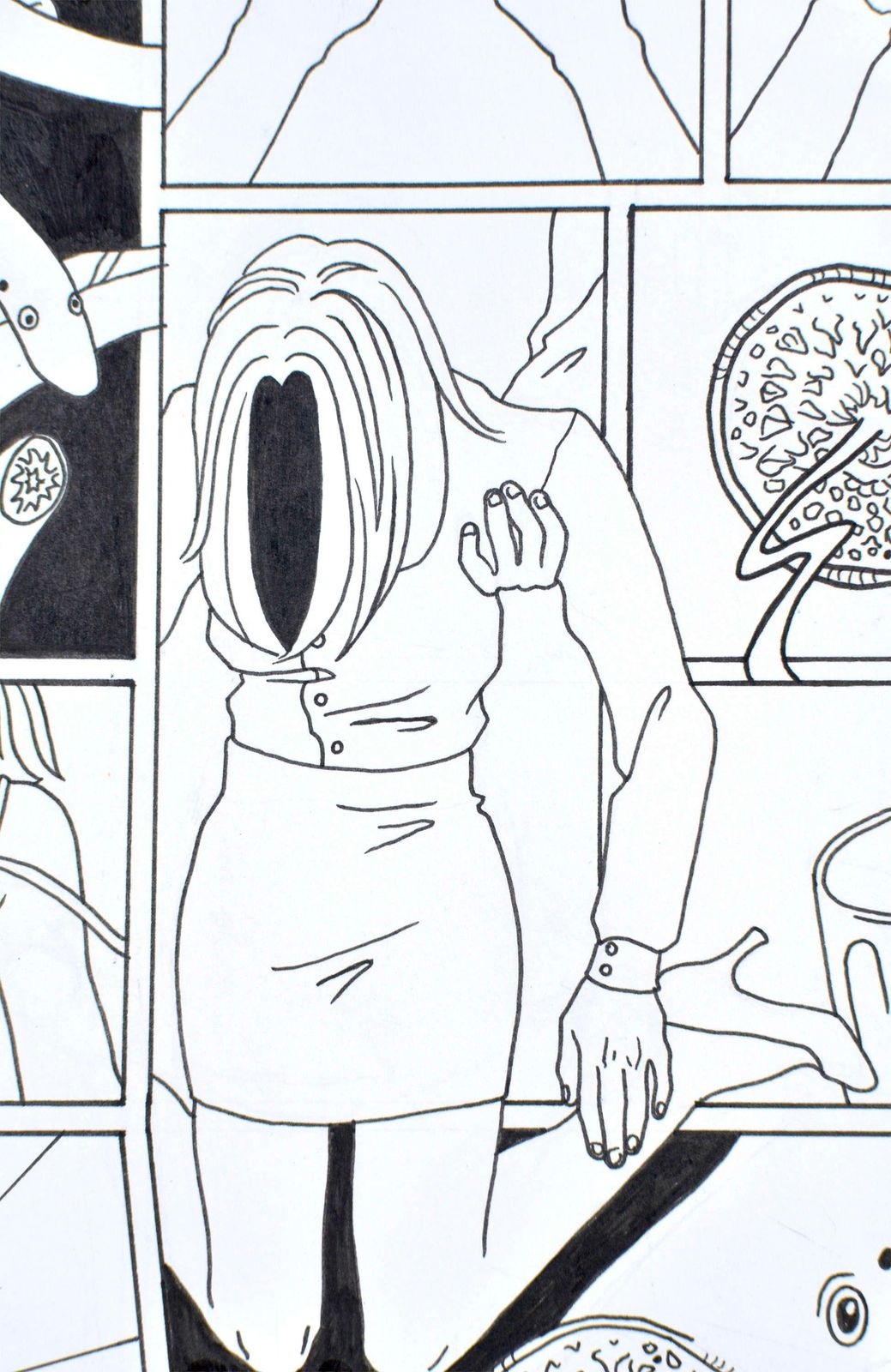 Herta Balodefainting. A Comic, By Herta Balode. 2023. Rapidograph, Marker. 21x30 Cm. Signed2023 photo Art