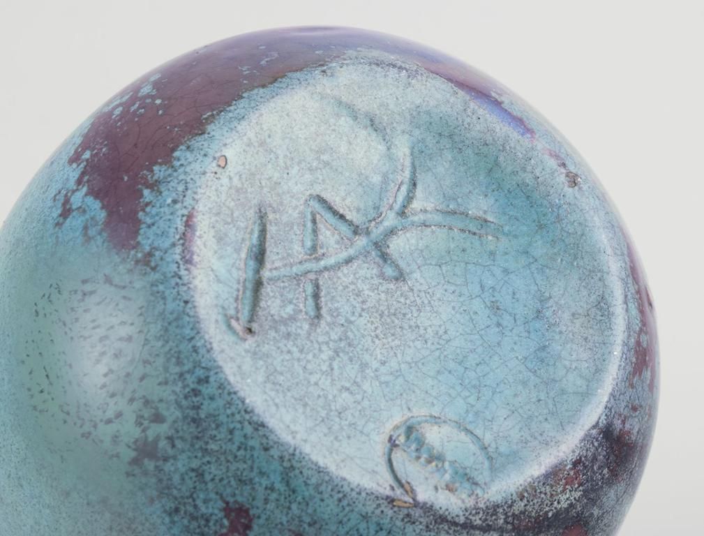 Svend Hammershøi For Kähler. Large Ceramic Vase. Black Green Double Glaze. photo vinterior
