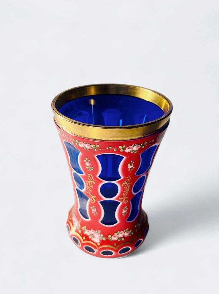 Bohemian Overlay Crystal And Glass Vase, 19th Century