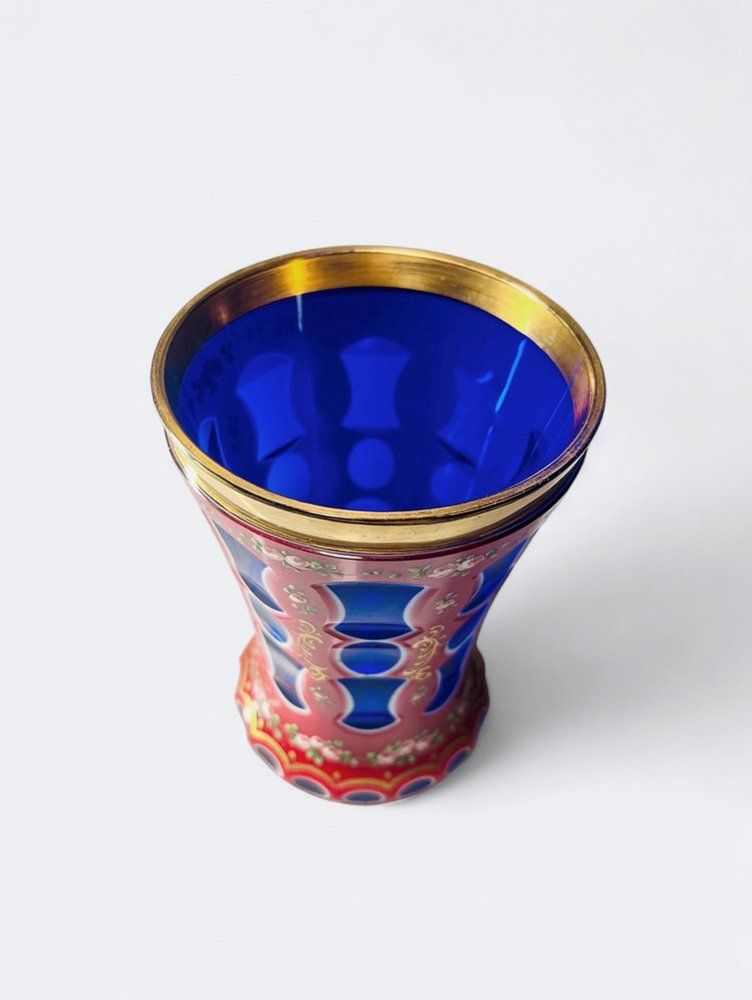 Bohemian Overlay Crystal And Glass Vase, 19th Century photo furniture