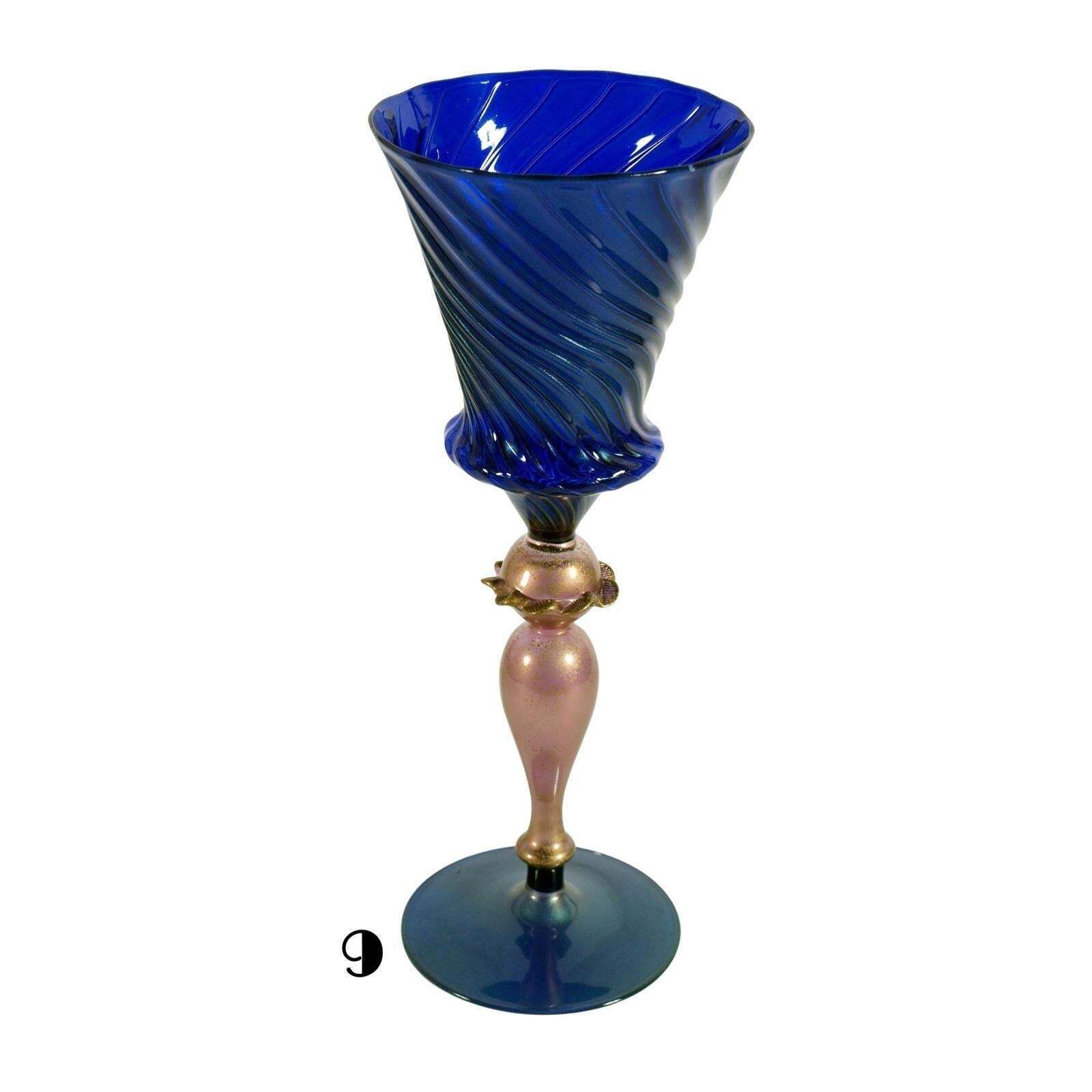 photo for sale Set Of 17 Murano Art Glass Goblets In Art Deco Taste, Italy, Circa 1930 1940