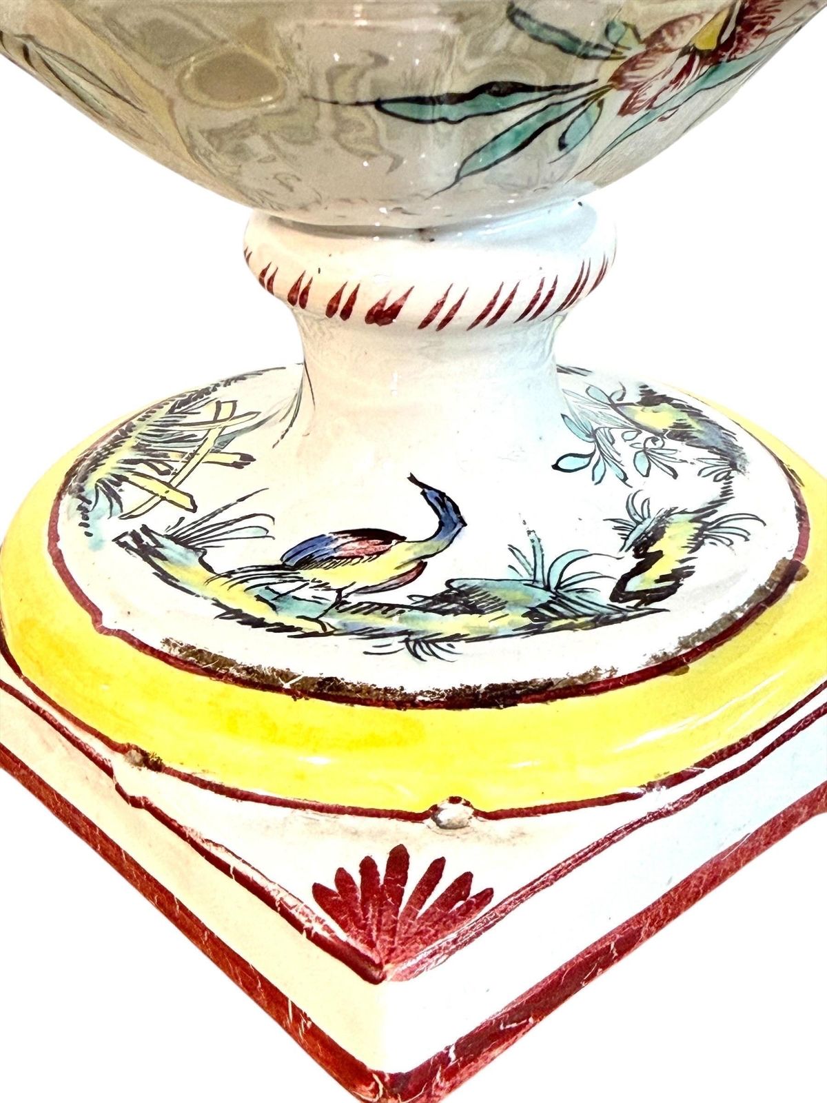 photo buy Pair Of French Faience Hand Painted Chinoiserie Urns, 19th Century