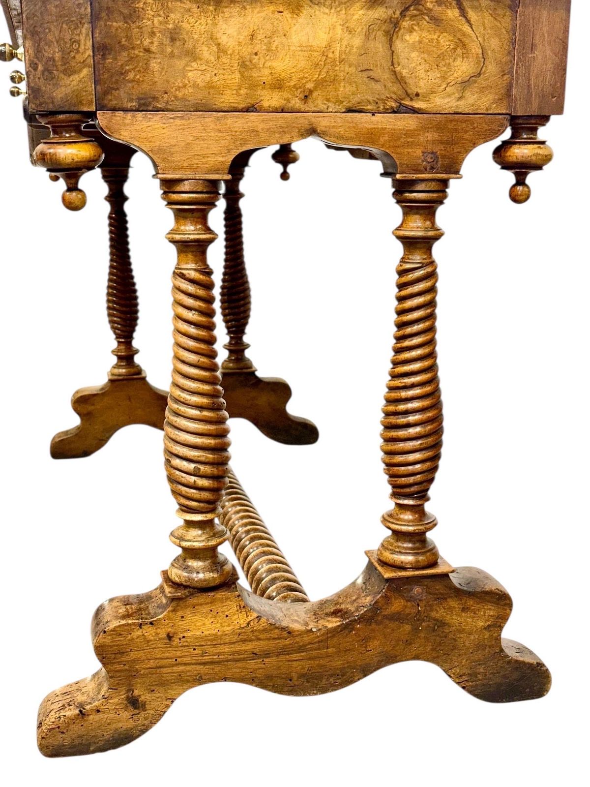 19th Century French Walnut Writing Table With Barley Twist Legs photo vintage