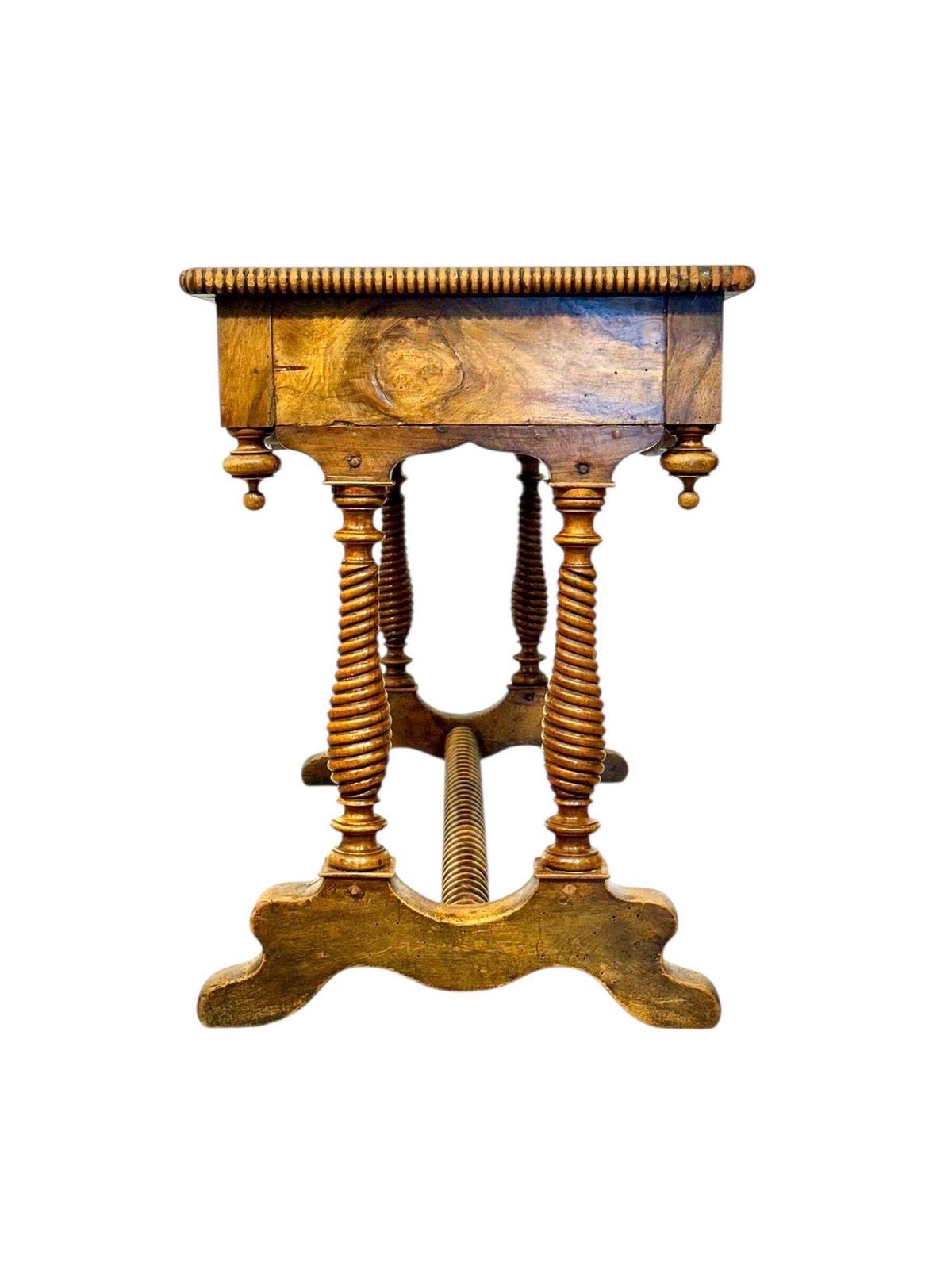 photo buy 19th Century French Walnut Writing Table With Barley Twist Legs