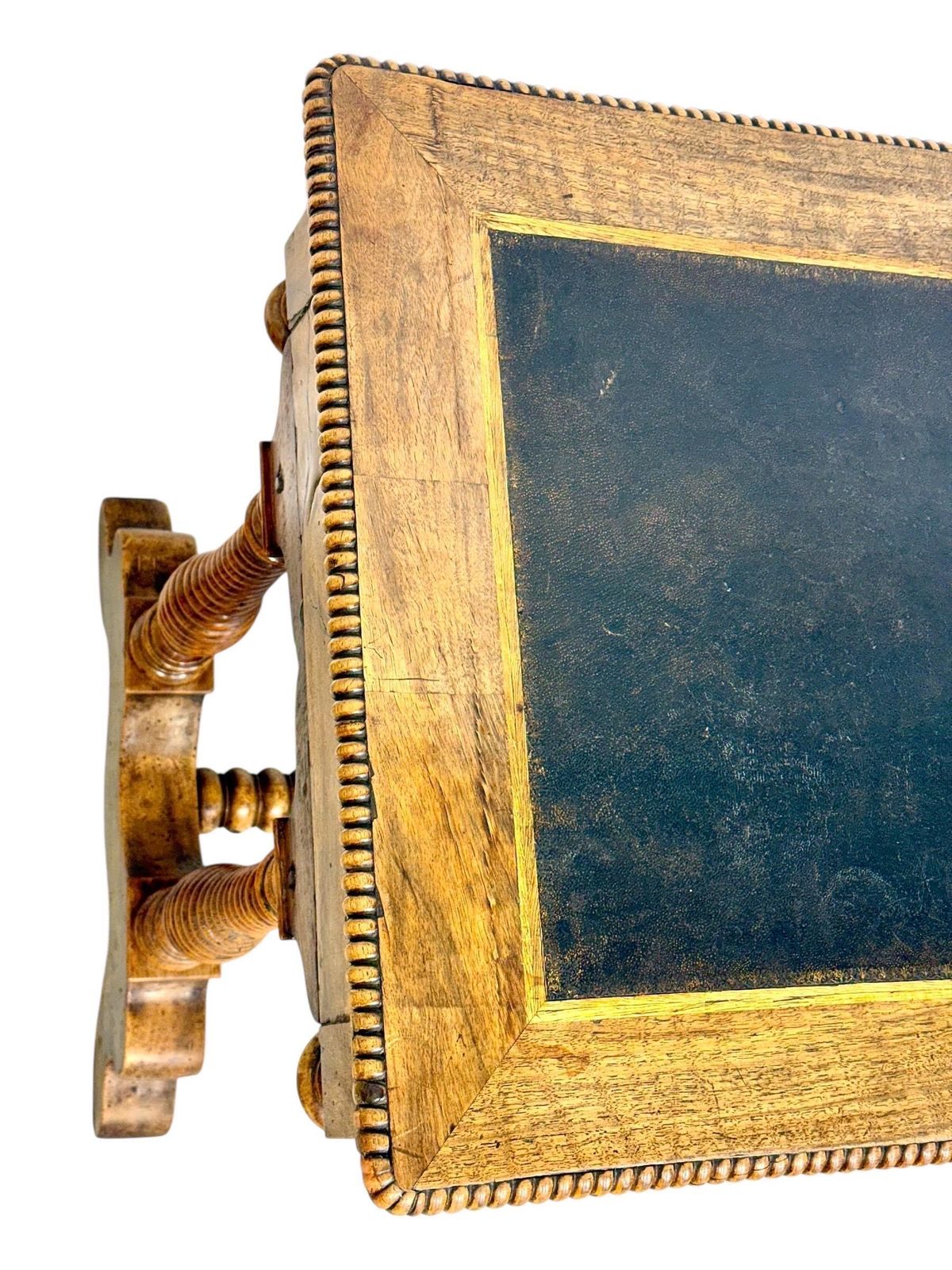 photo vintage 19th Century French Walnut Writing Table With Barley Twist Legs