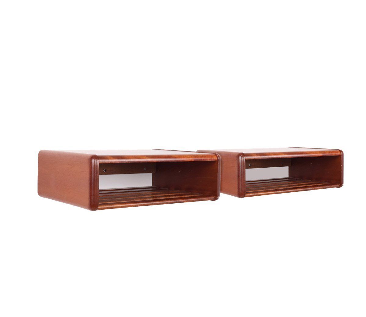 Vintage Floating Wooden Wall Bedside Tables, 1960s, Set Of 2 photo furniture