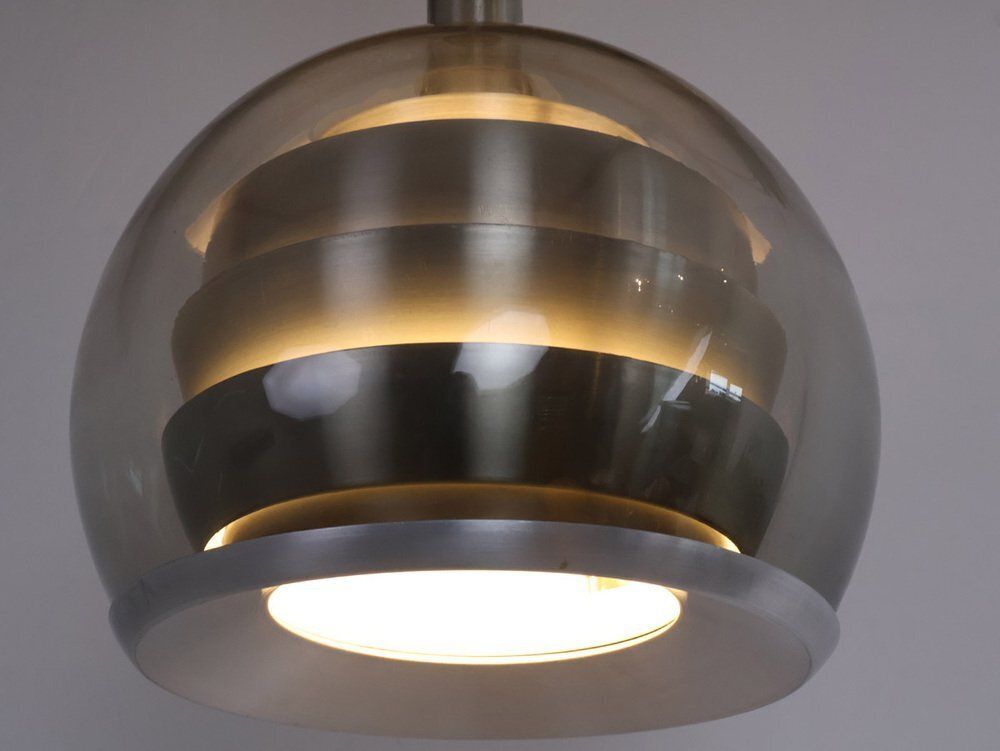 photo furniture Doria Layered Pendant Lamp In Smoked Glass And Aluminium From Doria Leuchten, 1960s