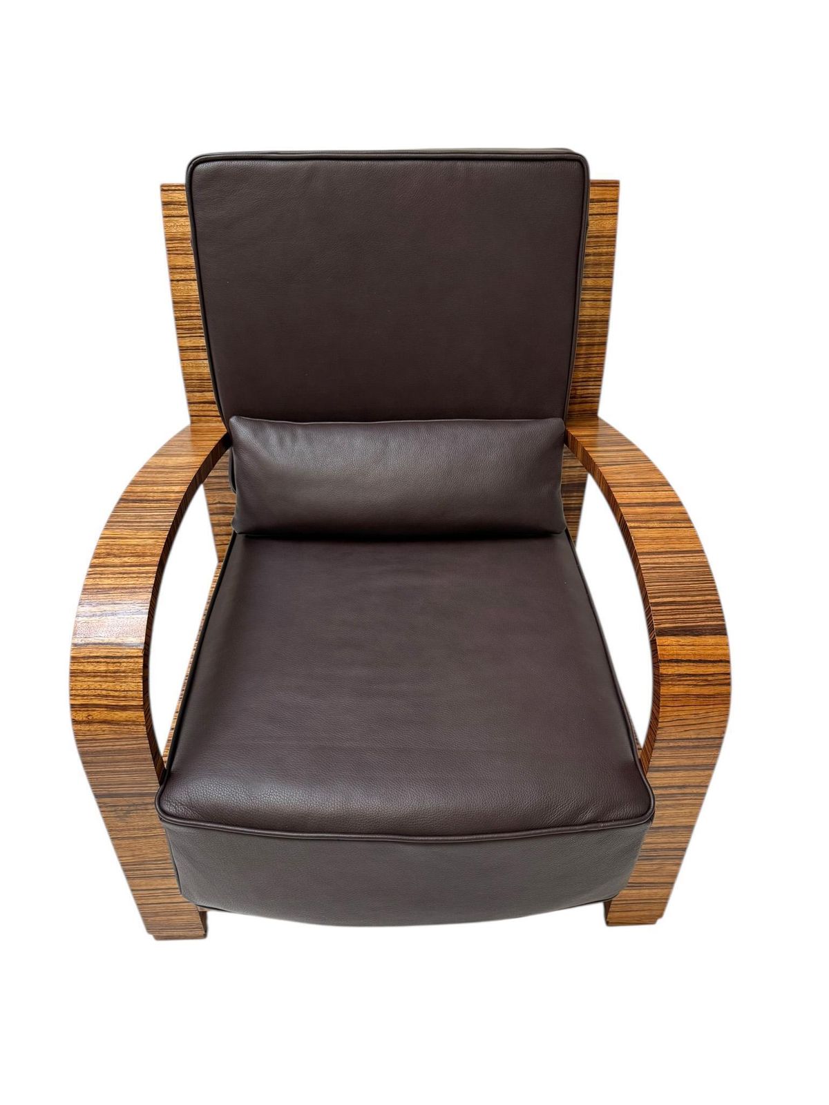 photo furniture Two Art Deco Lounge Chairs With Leather Cushions France, 1930s
