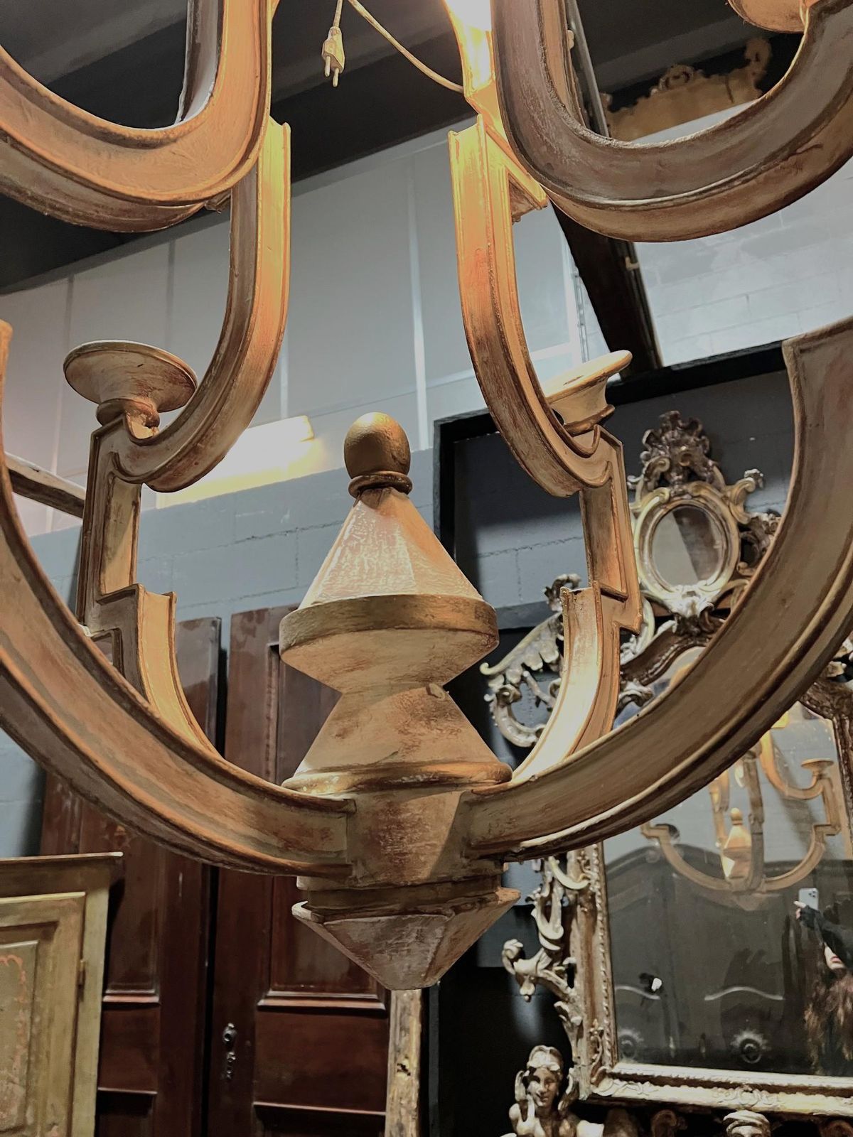 Carved And Gilded Wooden Pendant Chandelier, Italy photo buy
