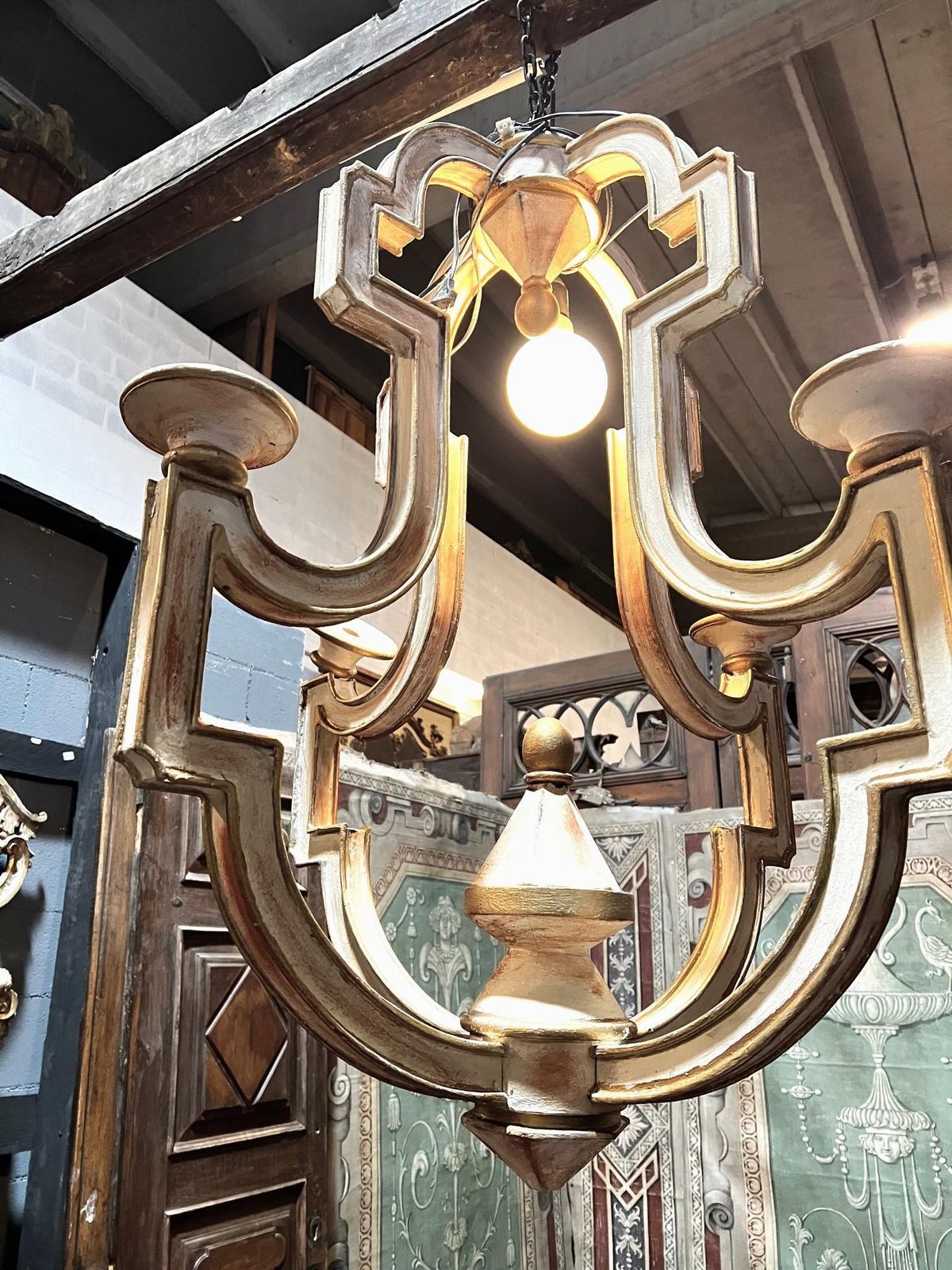photo furniture Carved And Gilded Wooden Pendant Chandelier, Italy