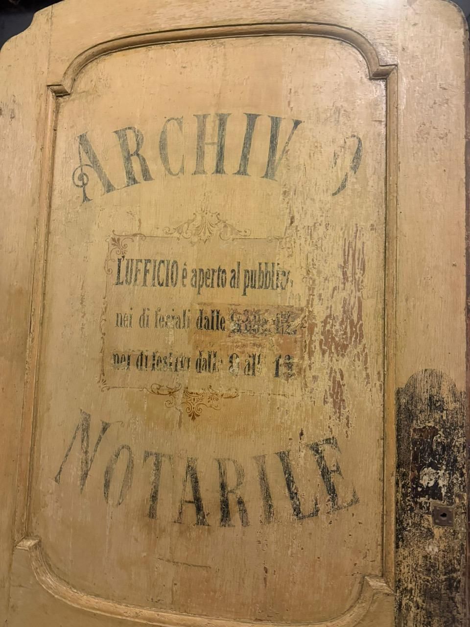 Interior Notary Office Door, Painted And Lacquered Yellow, Italy photo vintage