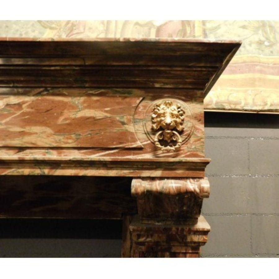 Fireplace Mantel In Levanto Red Marble, Applied Bronzes Empire Style, Italy photo 10595.0