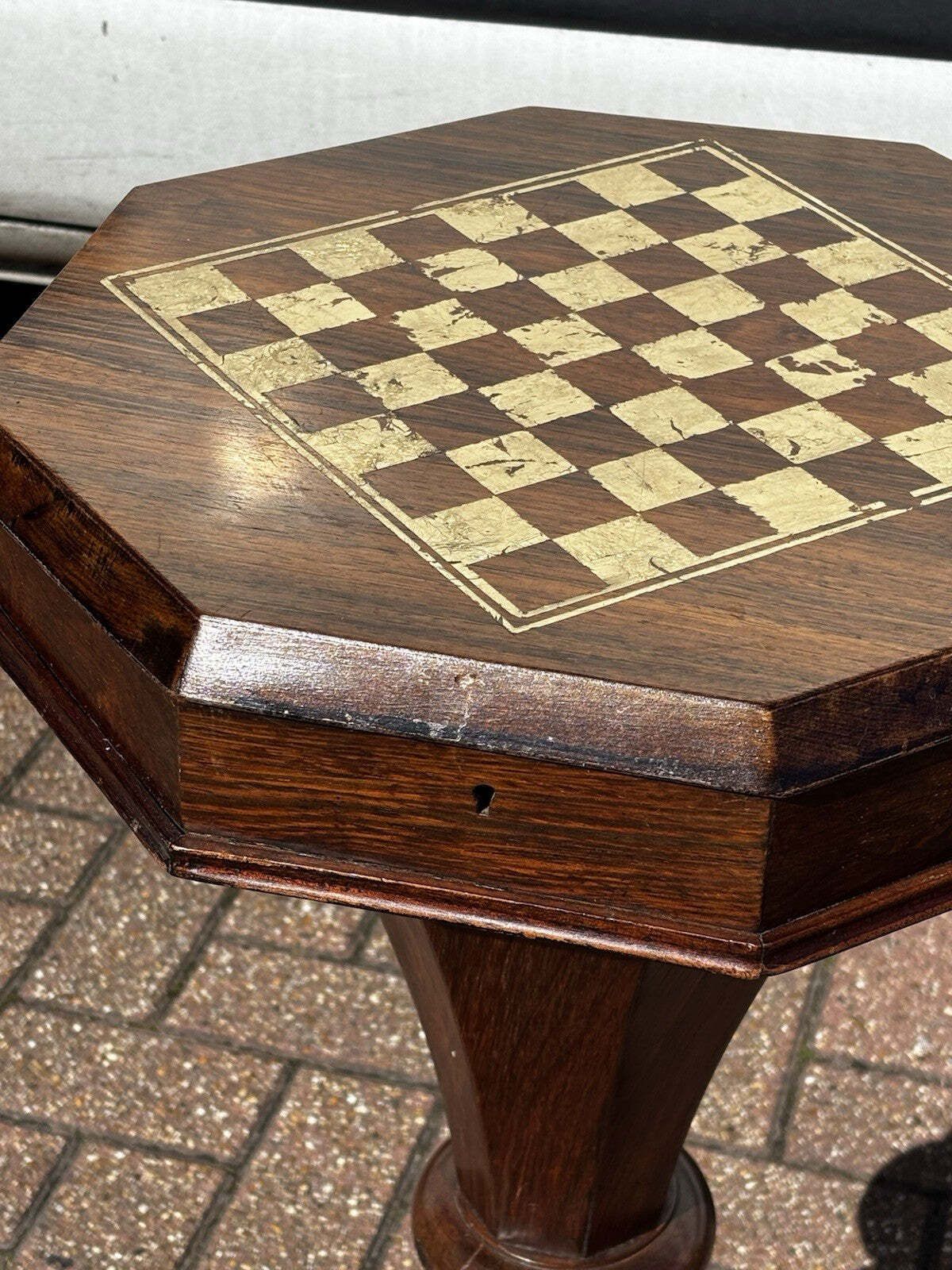 Victorian Mahogany Chess Table & Work Box photo vinterior