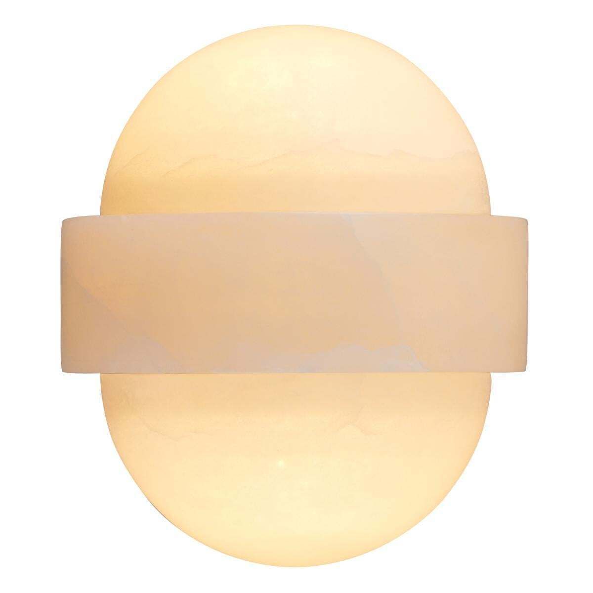 2254.0 Set Of Two Brass And Natural Alabaster Wall Lamps photo