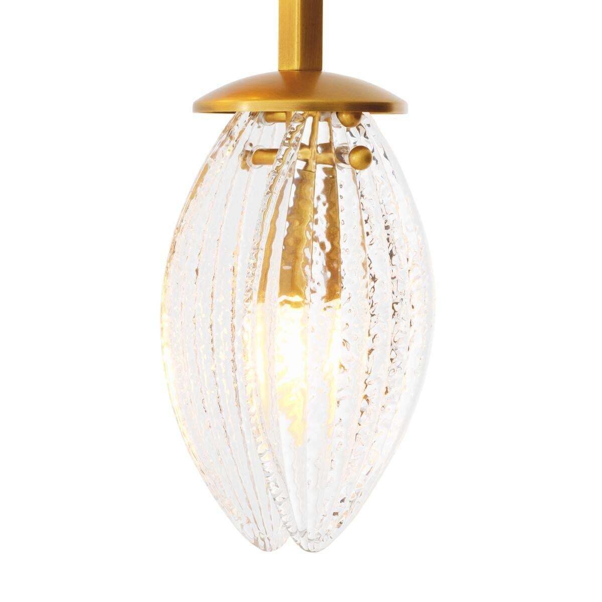Antique Brass And Ribbed Glass Sculptural Chandelier photo furniture
