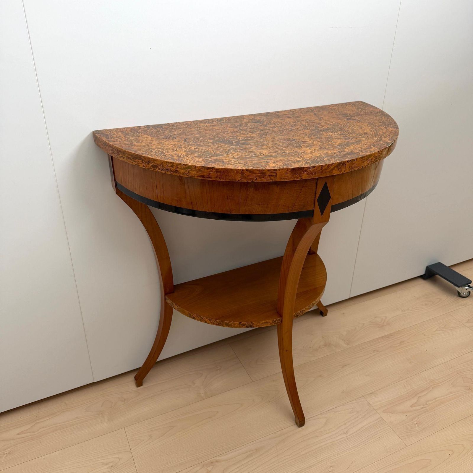 Biedermeier Demi Lune Console, Cherrywood, Birch Burl, Franconia Circa 1830 photo 2920.0