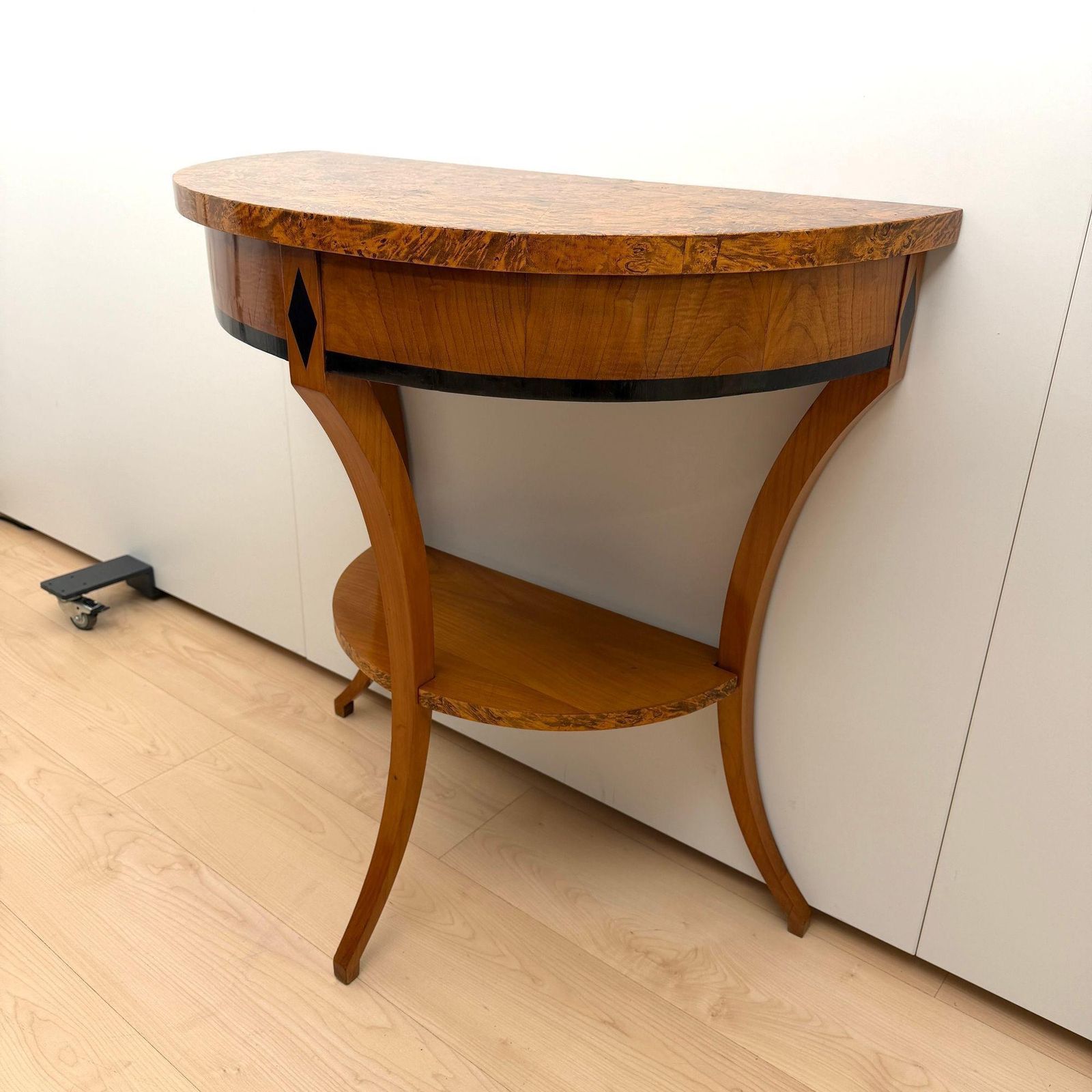 Biedermeier Demi Lune Console, Cherrywood, Birch Burl, Franconia Circa 1830 photo buy