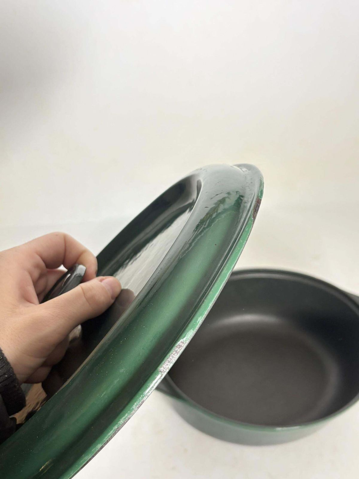 Green Cast Iron Casserole Dish, France, 1970 photo vintage